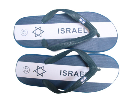 כפכפים לים .כפכף עם הדפס דגל ישראל