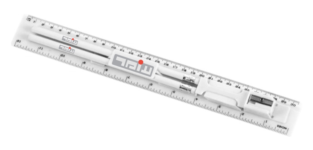 סרגל שולחני עם 2 עפרונות מחק ומחדד