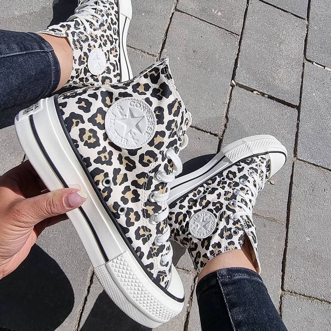 נעלי אולסטאר פלטפורמה מנומר גבוה נשים Converse Platform Leopard