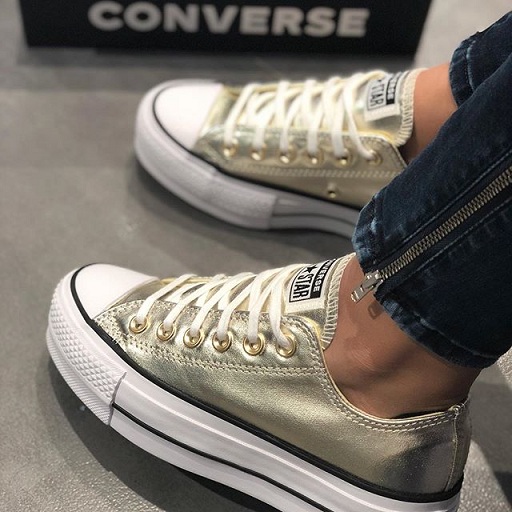 נעלי אולסטאר פלטפורמה זהב נשים Converse Platform Gold