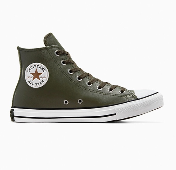 נעלי אולסטאר עור ירוק גבוה גברים | Converse Cave Green Leather