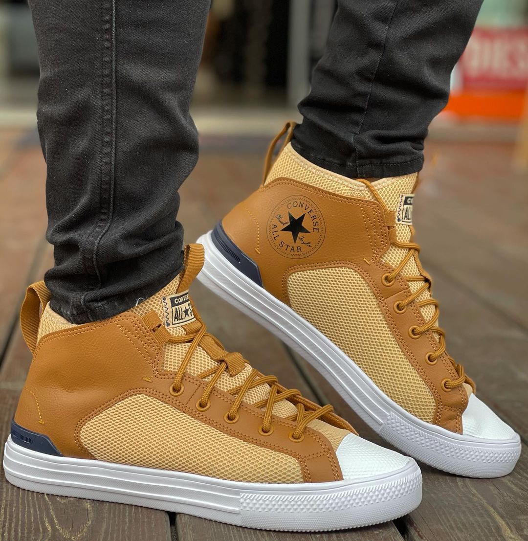 converse tan ultra lightweight mid trainers