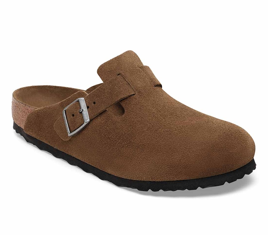 כפכף בירקנשטוק בוסטון חום זמש | Birkenstock Boston Soft Footbed Dark Tea Tonal