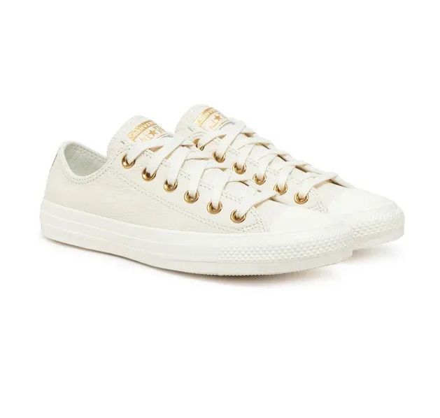 נעלי אולסטאר שמנת זהב עור | Converse Egret Gold Leather