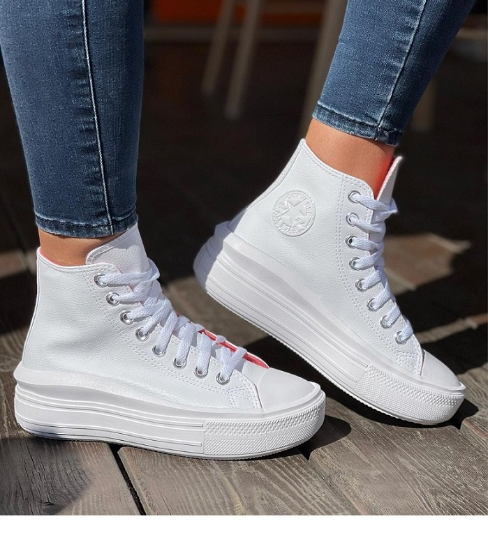 נעלי אולסטאר פלטפורמה עור גבוה נשים Converse Move Platform