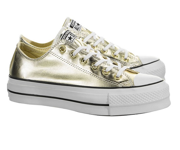 נעלי אולסטאר פלטפורמה זהב מטאלי נשים Converse Platform 