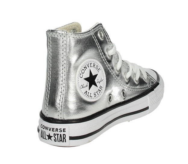 נעלי אולסטאר ילדות כסף מטאלי Converse Metal Silver