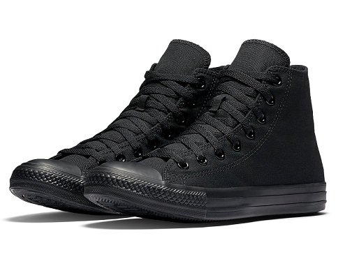 נעלי אולסטאר שחור מונו גבוה נשים גברים | Converse Black Mono