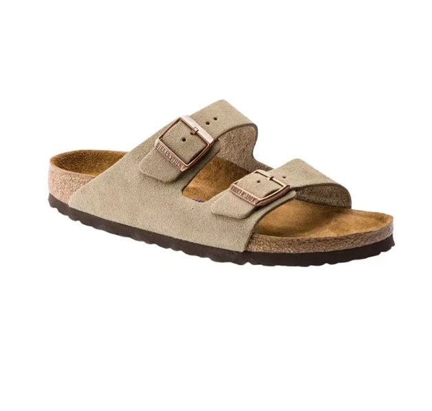 כפכף בירקנשטוק עור זמש בז נשים גברים | Birkenstock Arizona Soft Footbed Taupe Suede