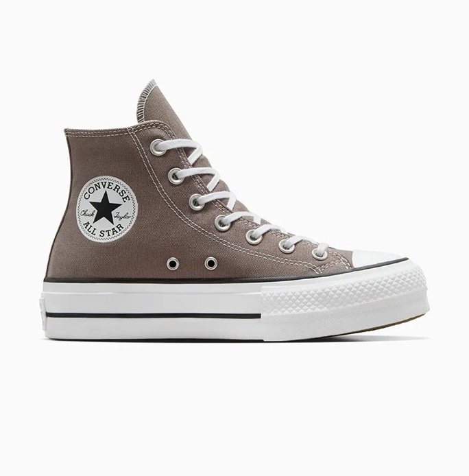 נעלי אולסטאר פלטפורמה חום אפור גבוה | Converse platform Pure Pumice