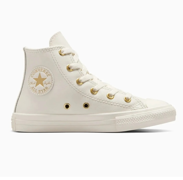 נעלי אולסטאר שמנת זהב עור ילדות | Converse Egret Gold Leather