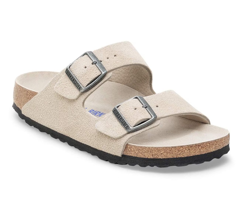 כפכף בירקנשטוק זמש אויסטר נשים | Birkenstock Arizona Soft Footbed Suede Leather Oyster Tonal