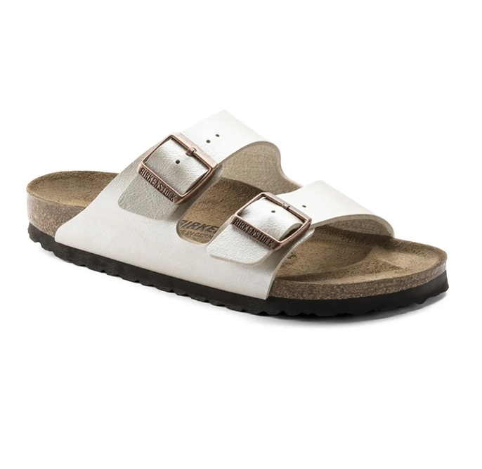 כפכף בירקנשטוק פנינה לבן נשים | Birkenstock Arizona Birko-Flor Graceful Pearl White