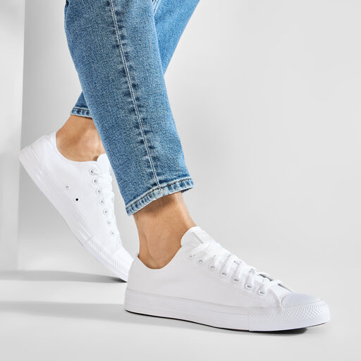 נעלי אולסטאר לבן חלק נשים גברים | Converse Mono White