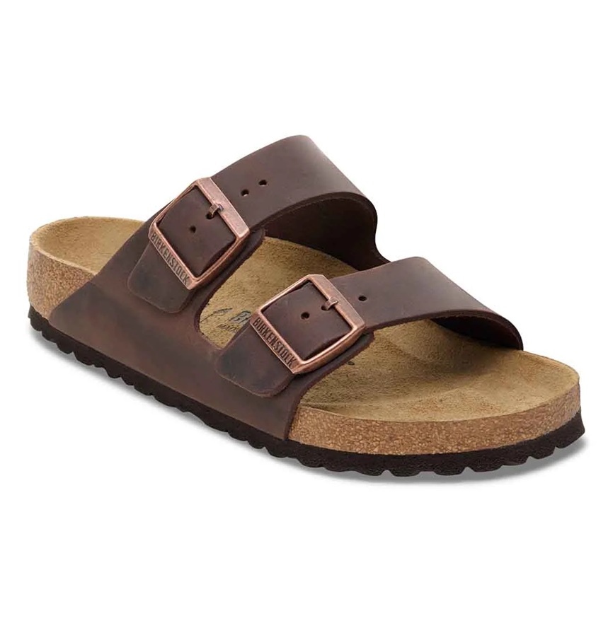 כפכף בירקנשטוק עור חום משופשף גברים | Birkenstock Arizona Habana Leather Brown