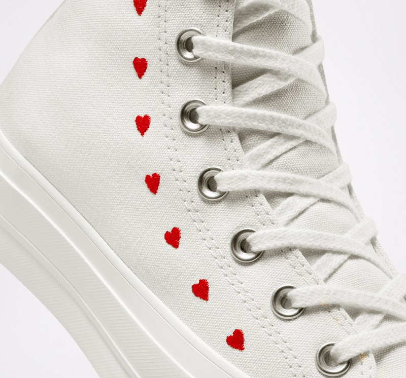 נעלי אולסטאר פלטפורמה לבבות רקומים נשים Converse Embroidered Hearts