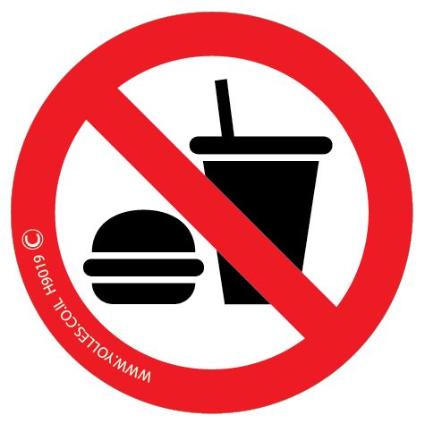 H9019 מדבקה אסור להכניס אוכל ושתיה קוטר 8 ס''מ