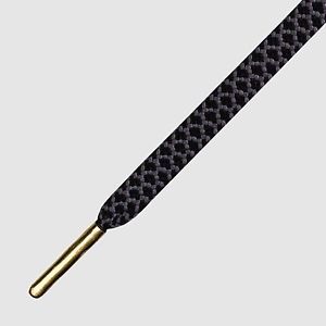 Ropies Black Grey Gold Tip- זוג שרוכים שטוחים בצבע שחור אפור עם אגלט זהב
