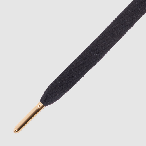 Flatties Black Gold Tip- זוג שרוכים שטוחים בצבע שחור עם אגלט זה
