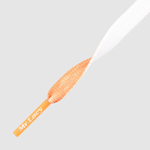 Clubbies Bright Orange White  - זוג שרוכים שטוחים בשני צבעים כתום לבן