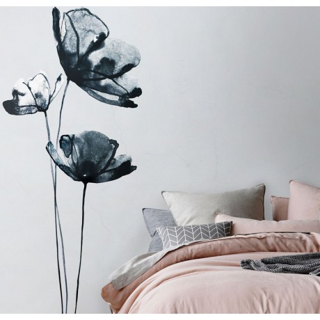 מדבקת קיר - פרחים בצבעי מים
