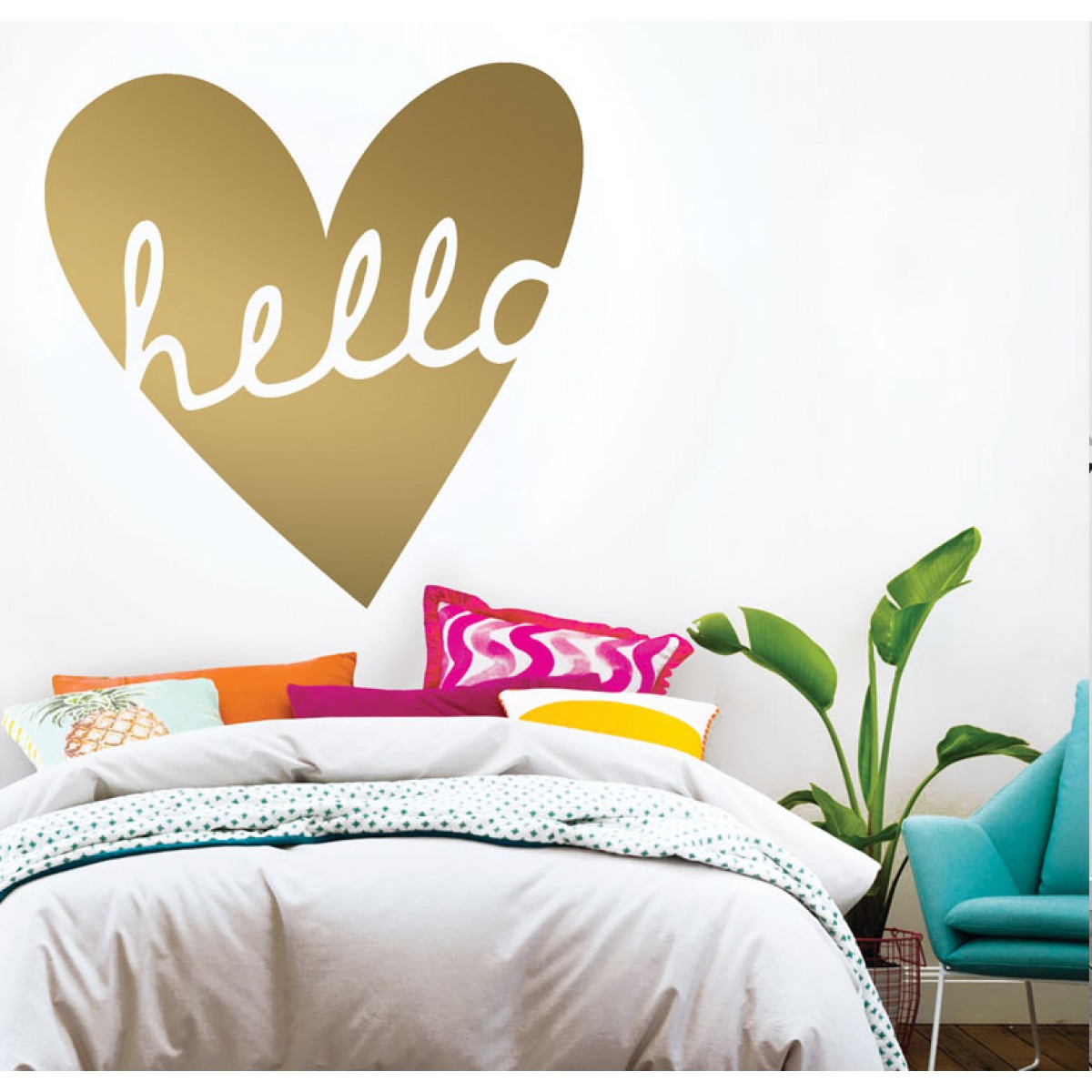 מדבקת קיר - Hello heart