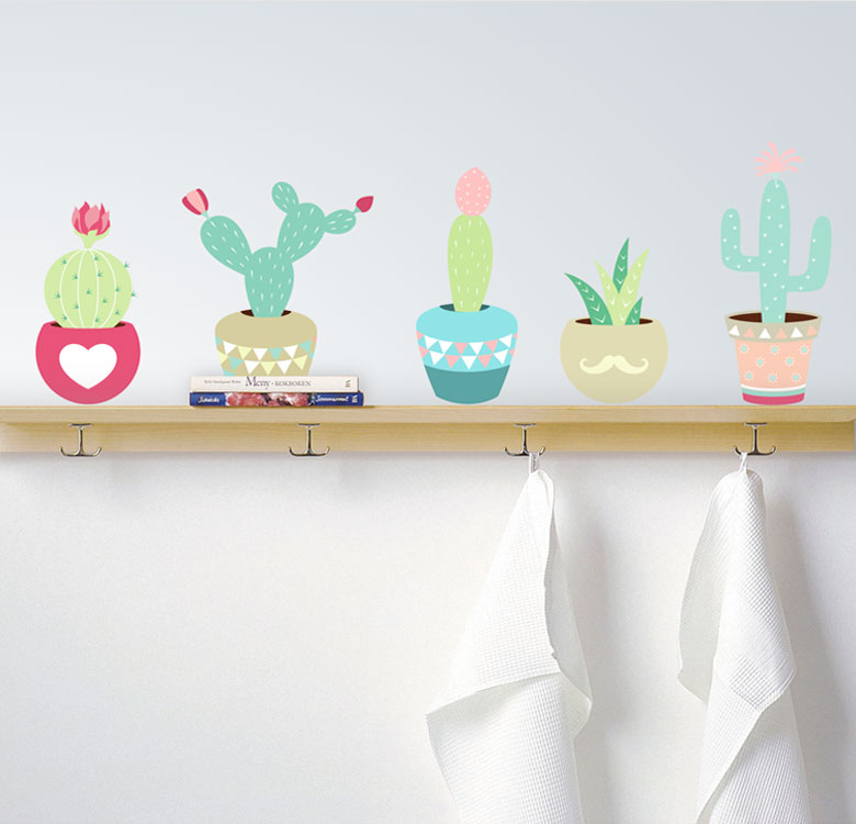 מדבקת קיר - קקטוסים מצחיקים