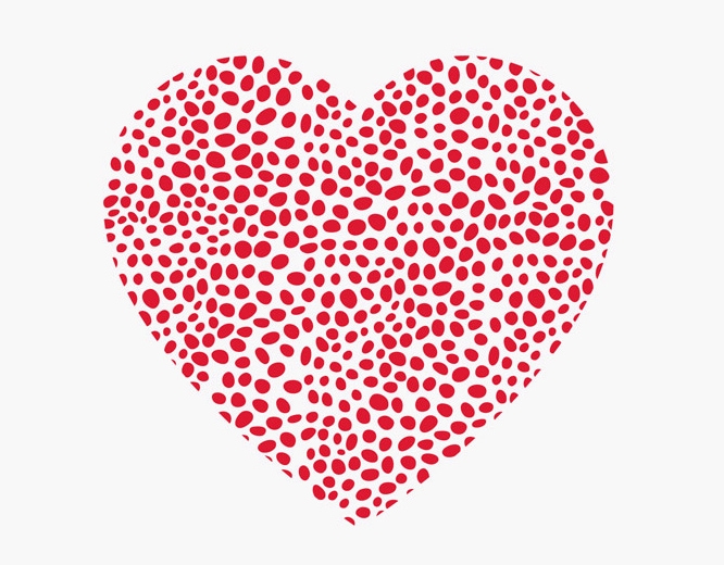 מדבקת קיר - לב מנקודות