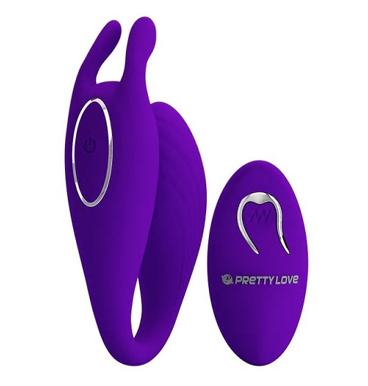 ויברטור שפן זוגי משותף נטען עם שלט רחוק 