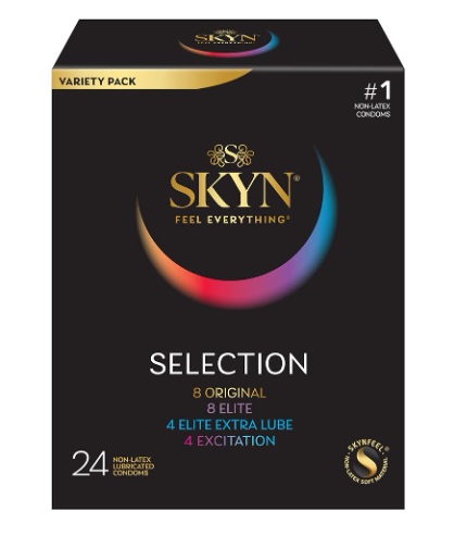 24 קונדומים לייף סטייל חבילה מעורבת - קונדומים ללא לטקס - LifeStyles SKYN Selection