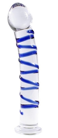 מוט זכוכית שקוף עם קווים בולטים מסביב בזווית קלה 