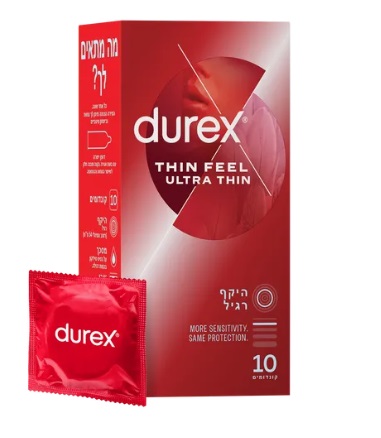 10 קונדומים דורקס דקים במיוחד Thin Feel Ultra Thin