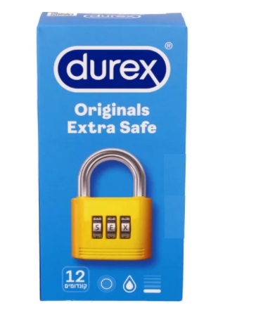 12 קונדומים דורקס Extra Safe - עבים במקצת עם חומר סיכה