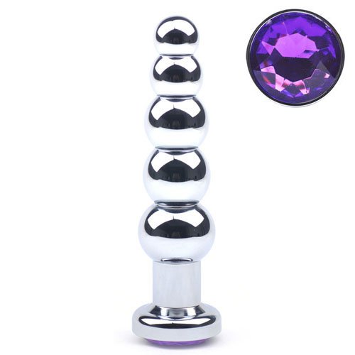 מוט מתכת אנאלי חרוזים אבן סגולה