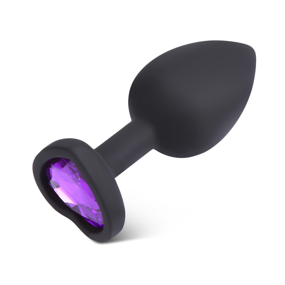 פלאג אנאלי קטן עם אבן סגולה בצורת לב 