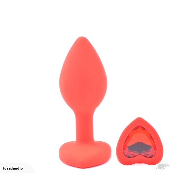 פלאג אנאלי אדום קטן עם אבן אדומה בצורת לב