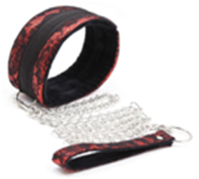 קולר סקוץ מעוצב אדום שחור עם רצועה