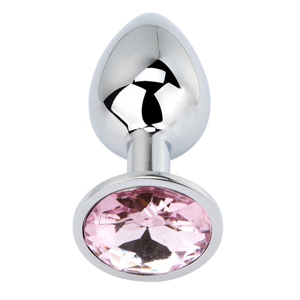 פלאג אנאלי מתכת קטן עם אבן ורודה