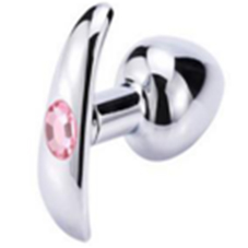 פלאג אנאלי מתכת בינוני מחייך עם אבן ורודה