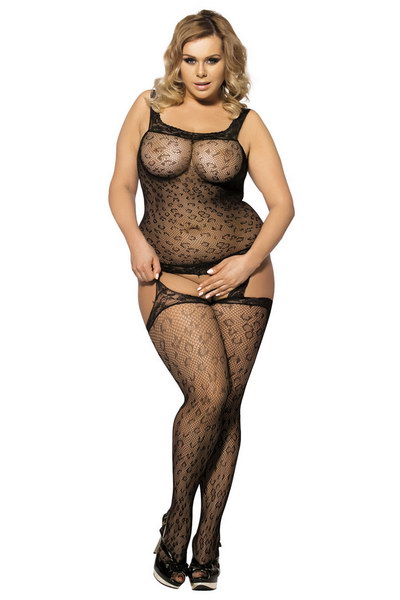 בגד רשת סקסי שחור פתוח במפשעה במידה XL