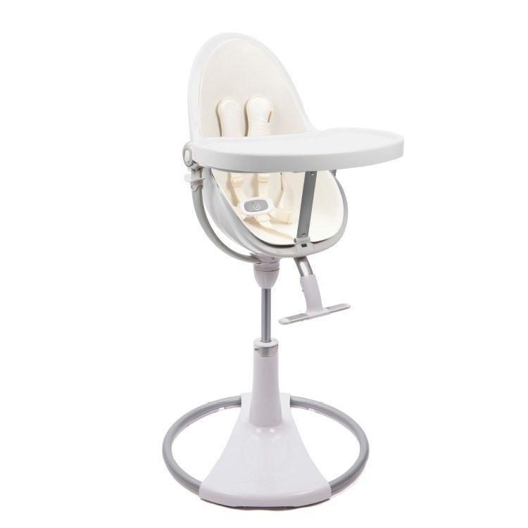 כסא אוכל לתינוק Bloom Fresco Chrome שלדה לבנה ריפוד לבן