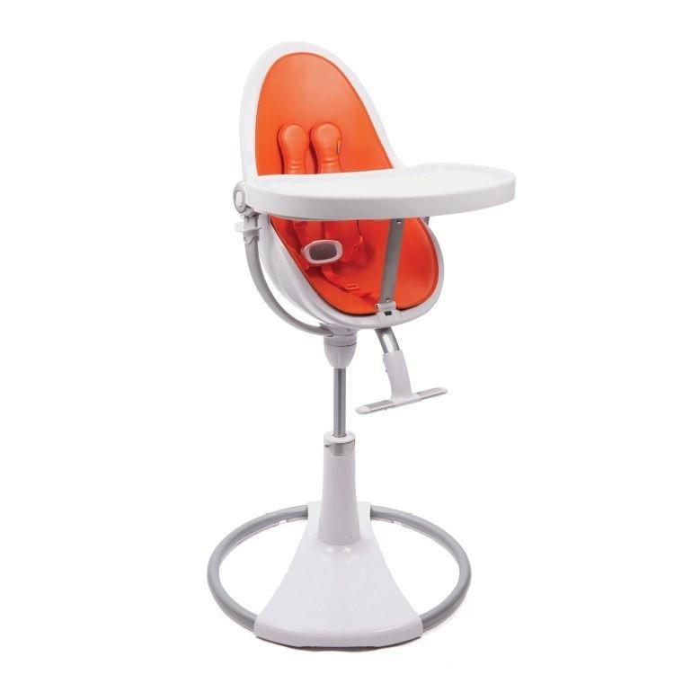 כסא אוכל לתינוק Bloom Fresco Chrome שלדה לבנה ריפוד כתום