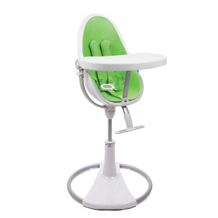 כסא אוכל לתינוק Bloom Fresco Chrome שלדה לבנה ריפוד ירוק