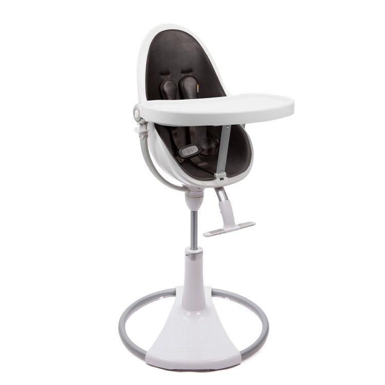 כסא אוכל לתינוק Bloom fresco chrome שלדה לבנה ריפוד שחור