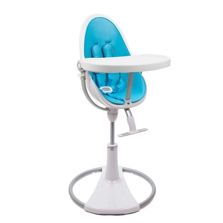 כסא אוכל לתינוק Bloom Fresco Chrome שלדה לבנה ריפוד טורקיז