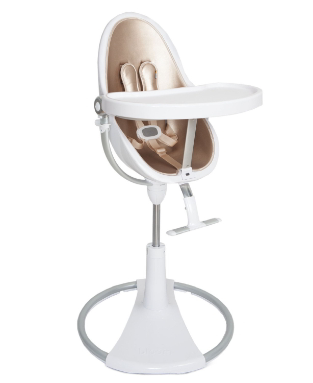 כסא אוכל לתינוק Bloom Fresco Chrome שלדה לבנה ריפוד רוזגולד