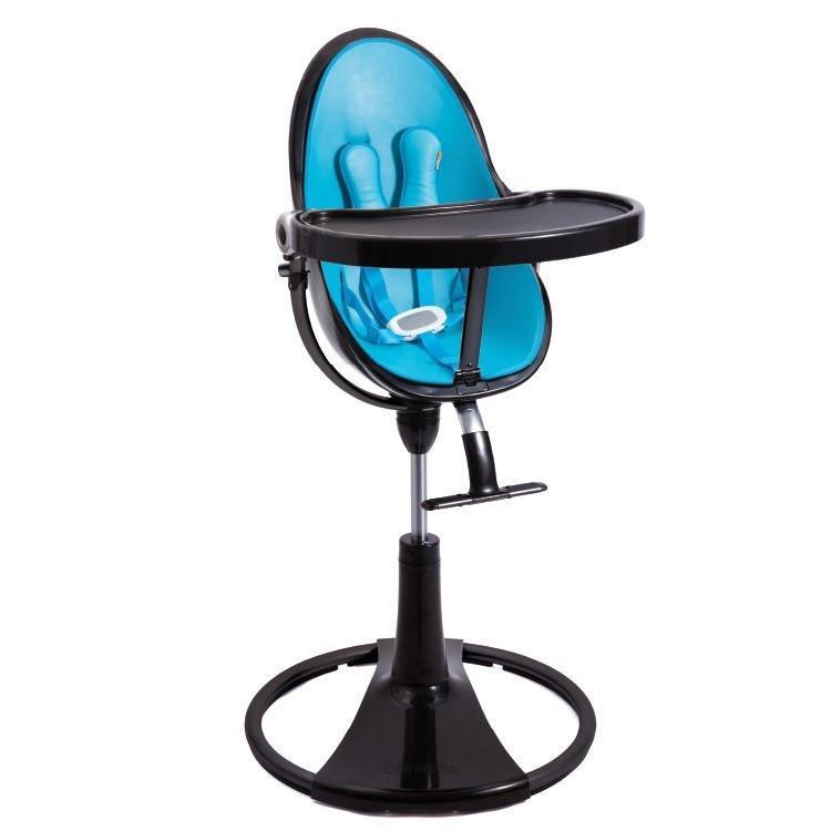 כסא אוכל לתינוק Bloom Fresco Chrome שלדה שחורה ריפוד טורקיז