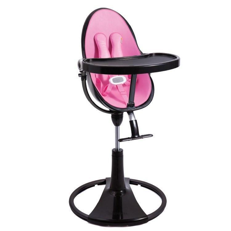 כסא אוכל לתינוק Bloom Fresco Chrome שלדה שחורה ריפוד ורוד