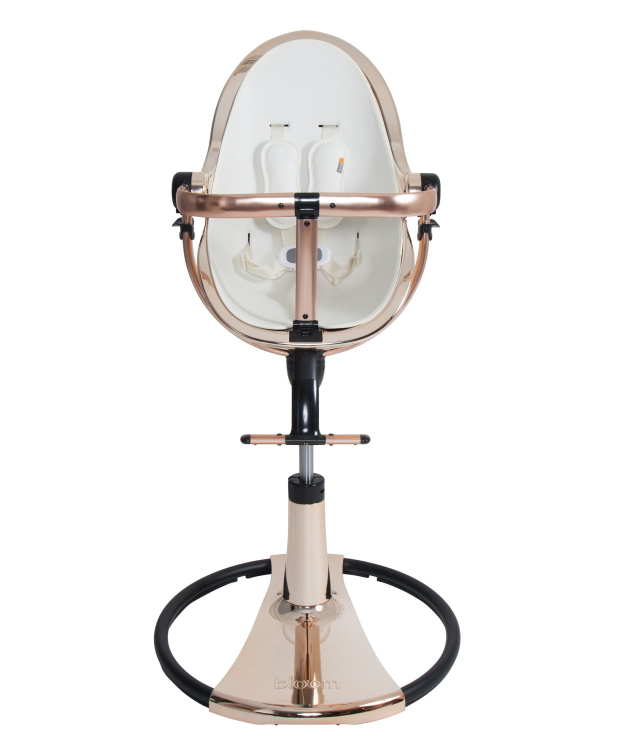 כסא אוכל לתינוק Bloom Fresco Chrome שלדה רוז גולד ריפוד לבן