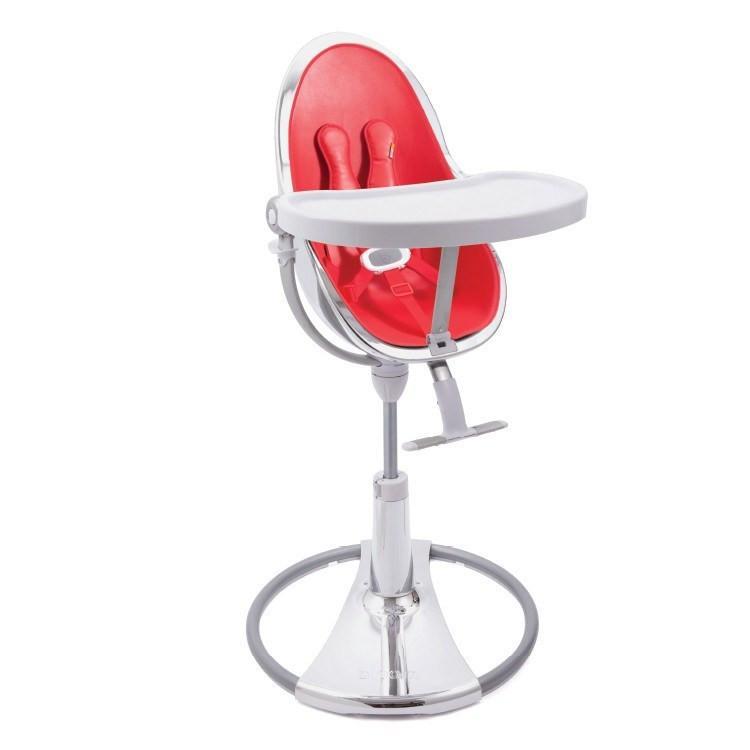 כסא אוכל לתינוק Bloom Fresco Chrome שלדה כסף ריפוד אדום